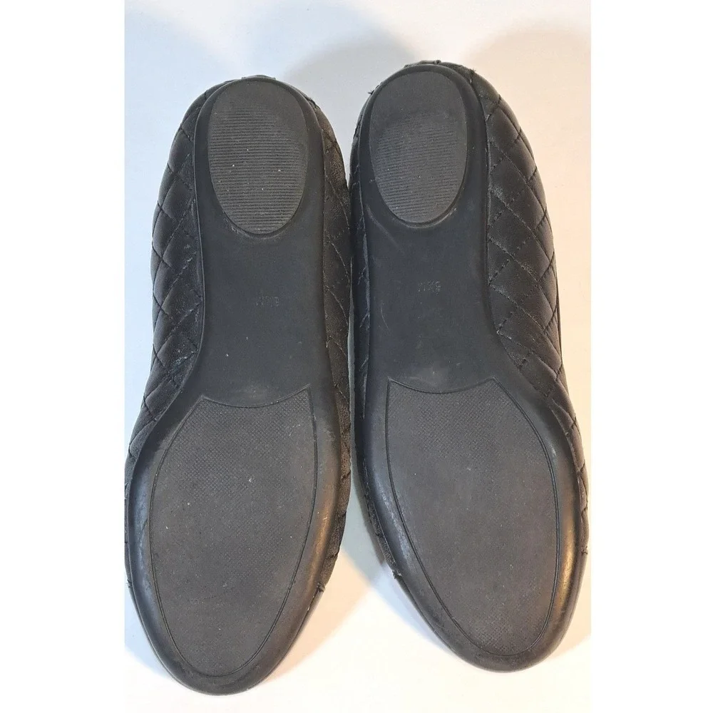 Vanelli Black Quilted Ballet Flats‎ with Patent Cap Toe Women's Size 6.5